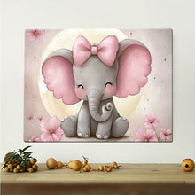 Baby Elephant With Big Ears Wooden Framed Canvas Wall Art