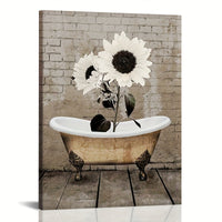 Sunflowers Wrapped Canvas Wall Art In Wooden Frame For Home