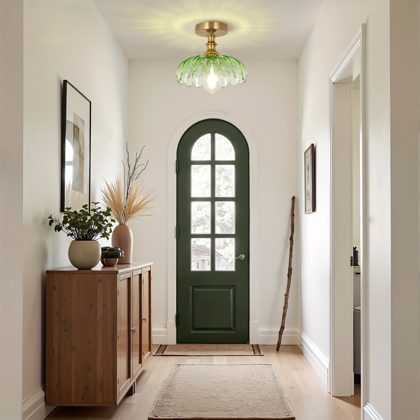 POMITOS Semi-Recessed Retro Gradient Petal Pendant Light Glass Shade