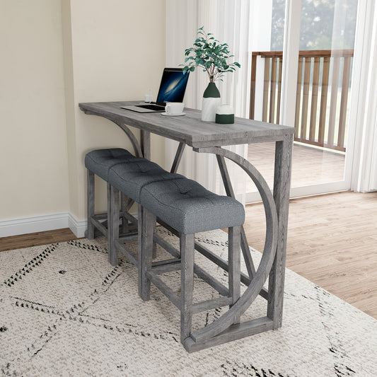 MIKIBAMA 4-Piece Industrial Style Bar Table and Chair Set