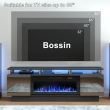 TAVATA Modern Wood Fireplace TV Stand With LED Electric Fireplace