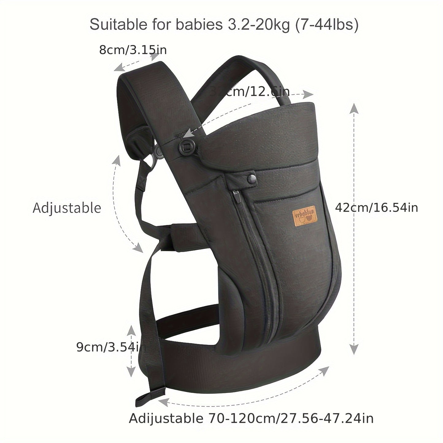 VRBABIES Ergonomic Baby Carrier For Newborn To Toddler Breathable