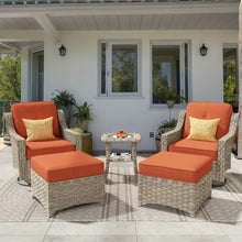 HOOOWOOO Outdoor 360-Degree Swivel Chairs Set With Ottomans And Table