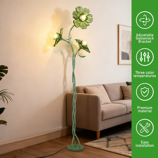Cherry Blossom Three-Head Floor Lamp With Retractable Swivel Foot Switch