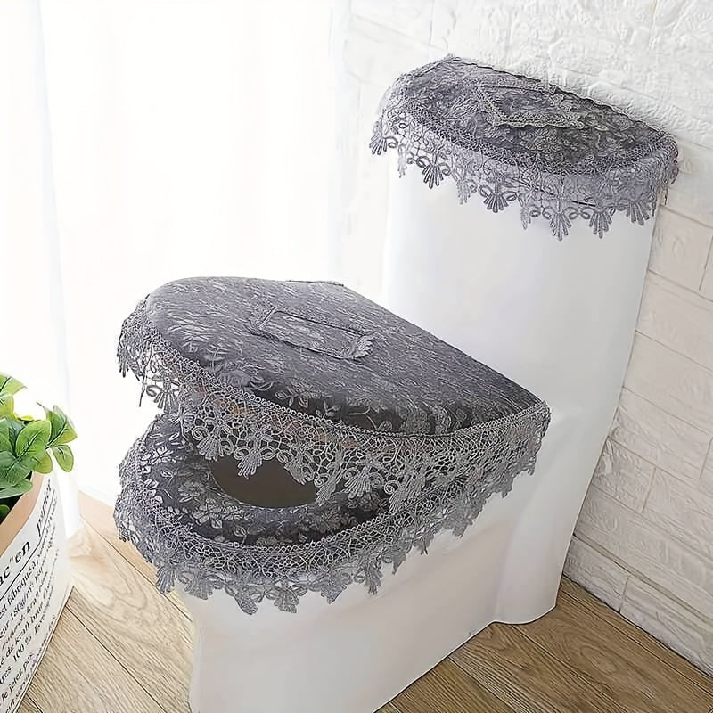 Elegant Lace Edge Toilet Seat Cover 3 Pack Soft Microfiber