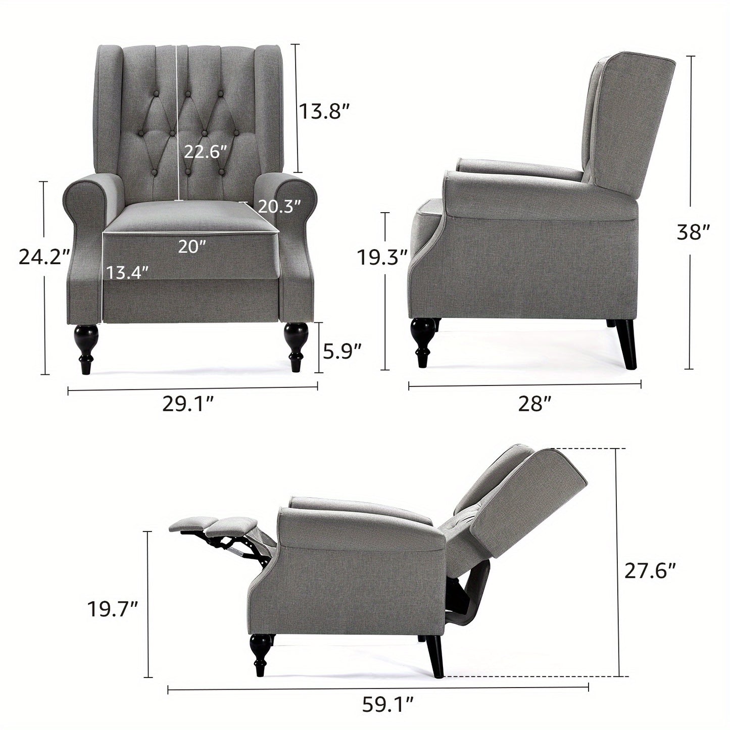 PAPAJET Wingback Recliner Chair For Adults With Push Back