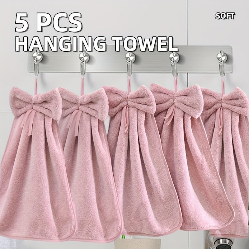 Fleece Bow Hand Towels Modern Kitchen Bathroom Set