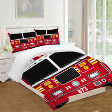 Fire Truck Bedding Duvet Set With Zipper Closure 3 Piece