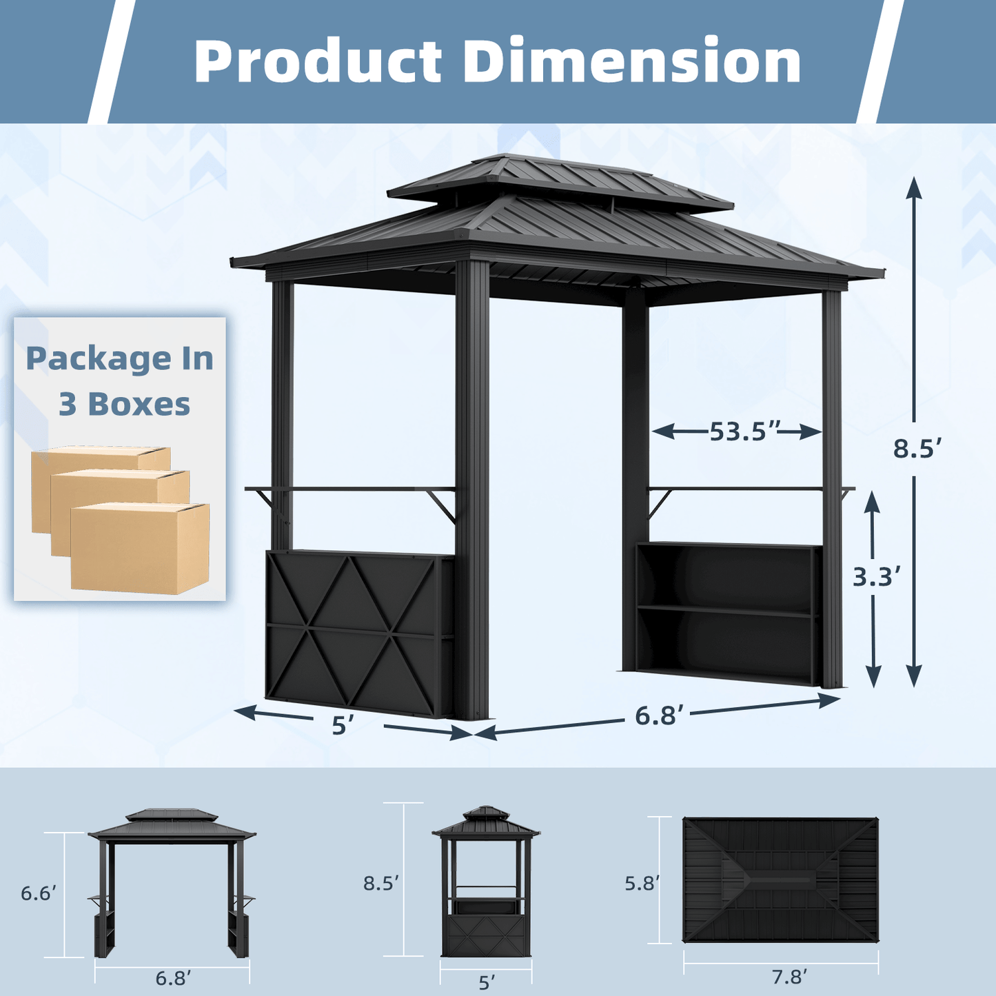 OYEROL All Weather Grill Gazebo with Galvanized Steel Frame