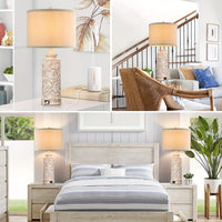 Modern Farmhouse Table Lamps Set Of 2 With USB Ports