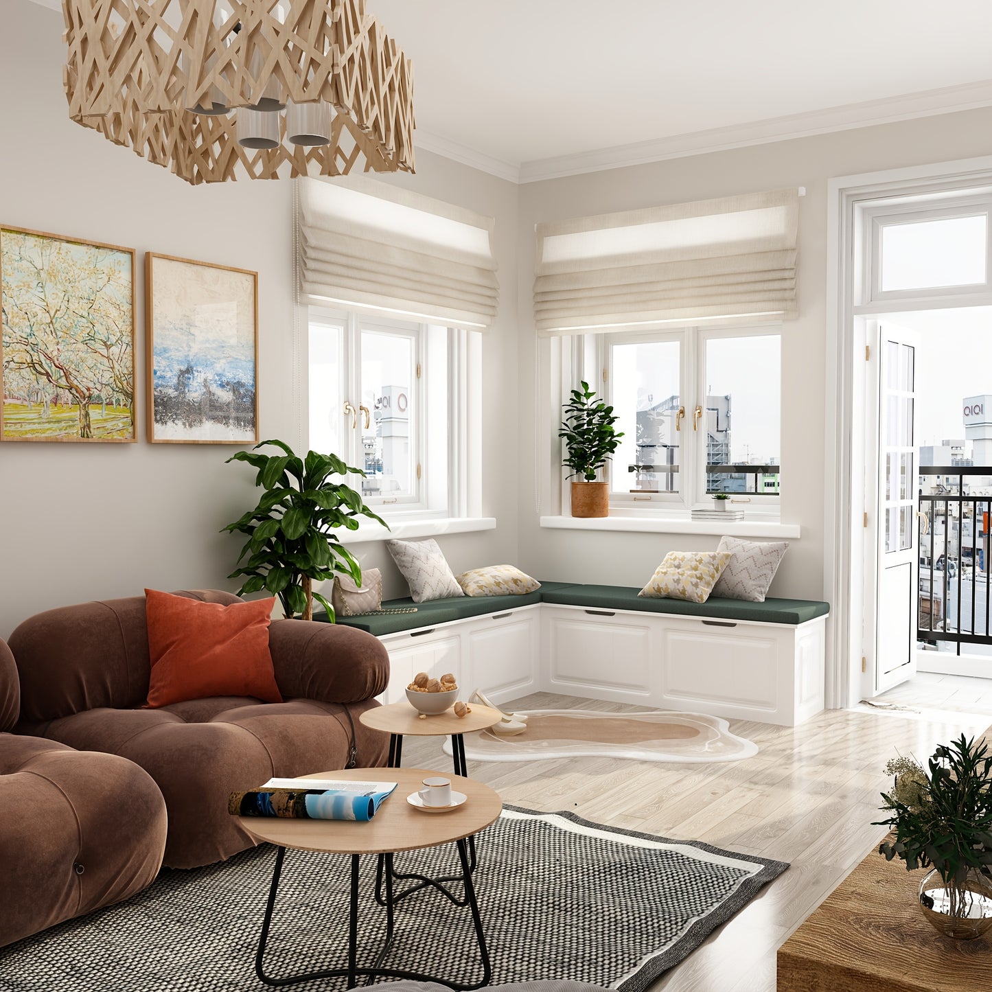 FUFU&GAGA Modern L Shaped Shoe Bench With Flip Storage Cabinet