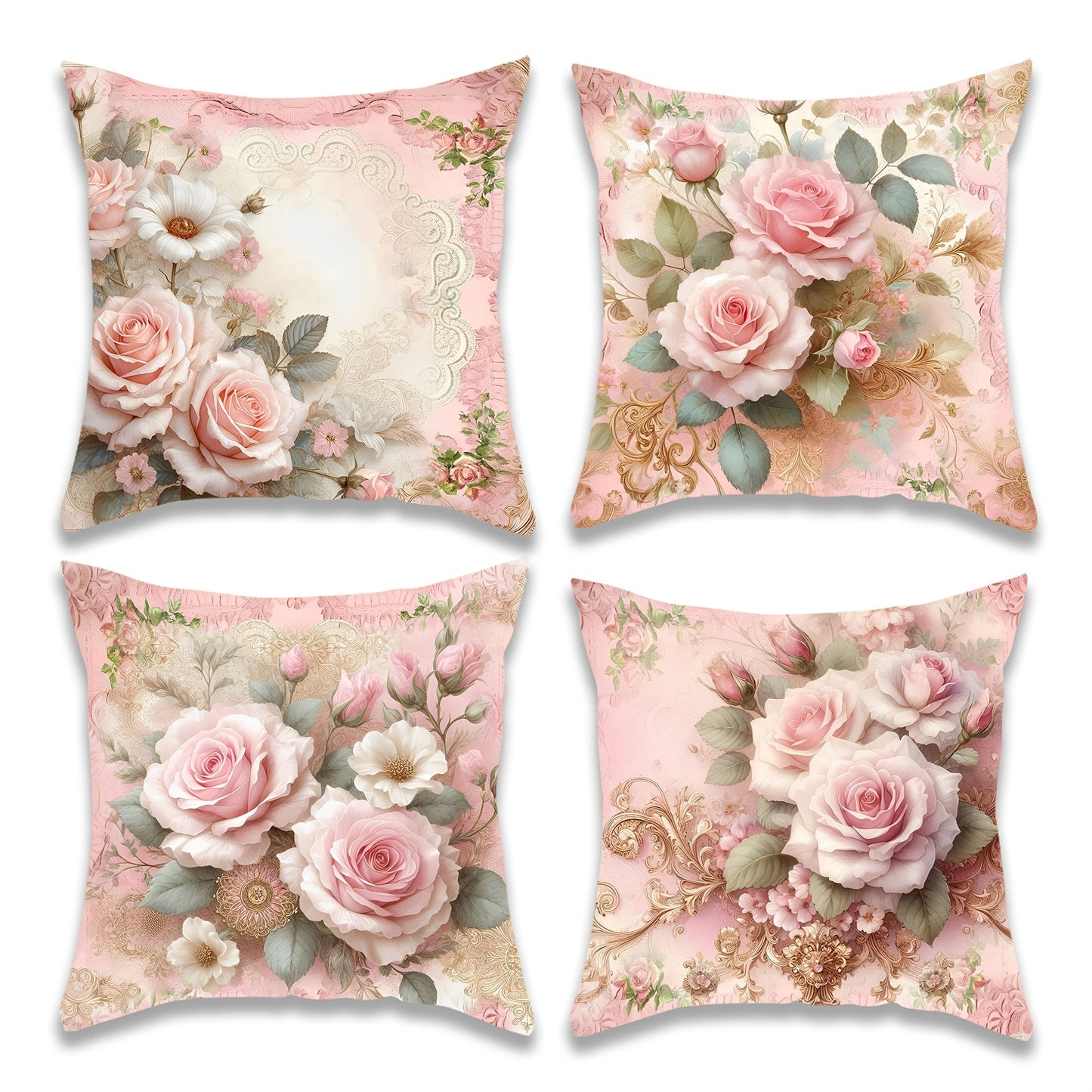 Luxurious French Floral Velvet Pillow Victorian Style With Zipper Washable