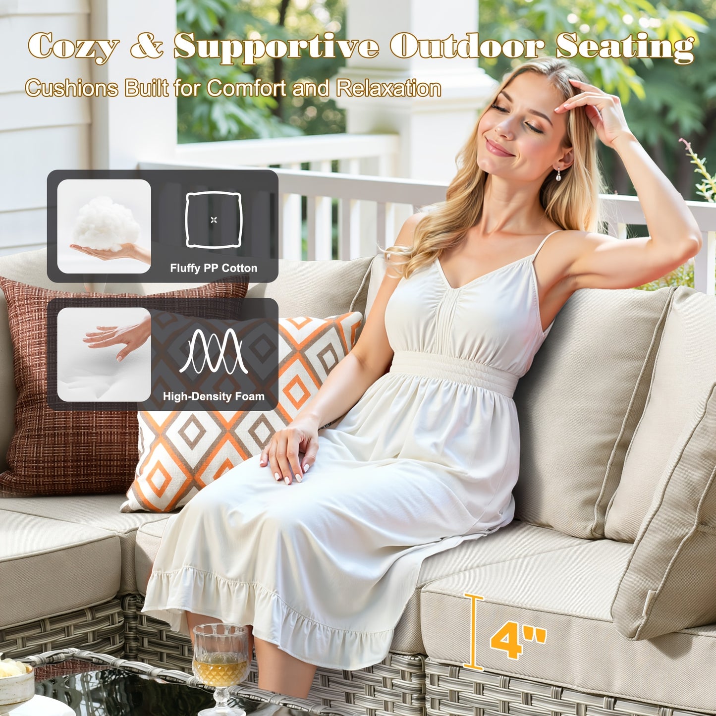 HOOOWOOO Outdoor Patio Furniture Set Wicker Sectional Sofa Swivel Chairs