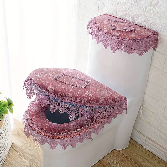 Elegant Lace Edge Toilet Seat Cover 3 Pack Soft Microfiber
