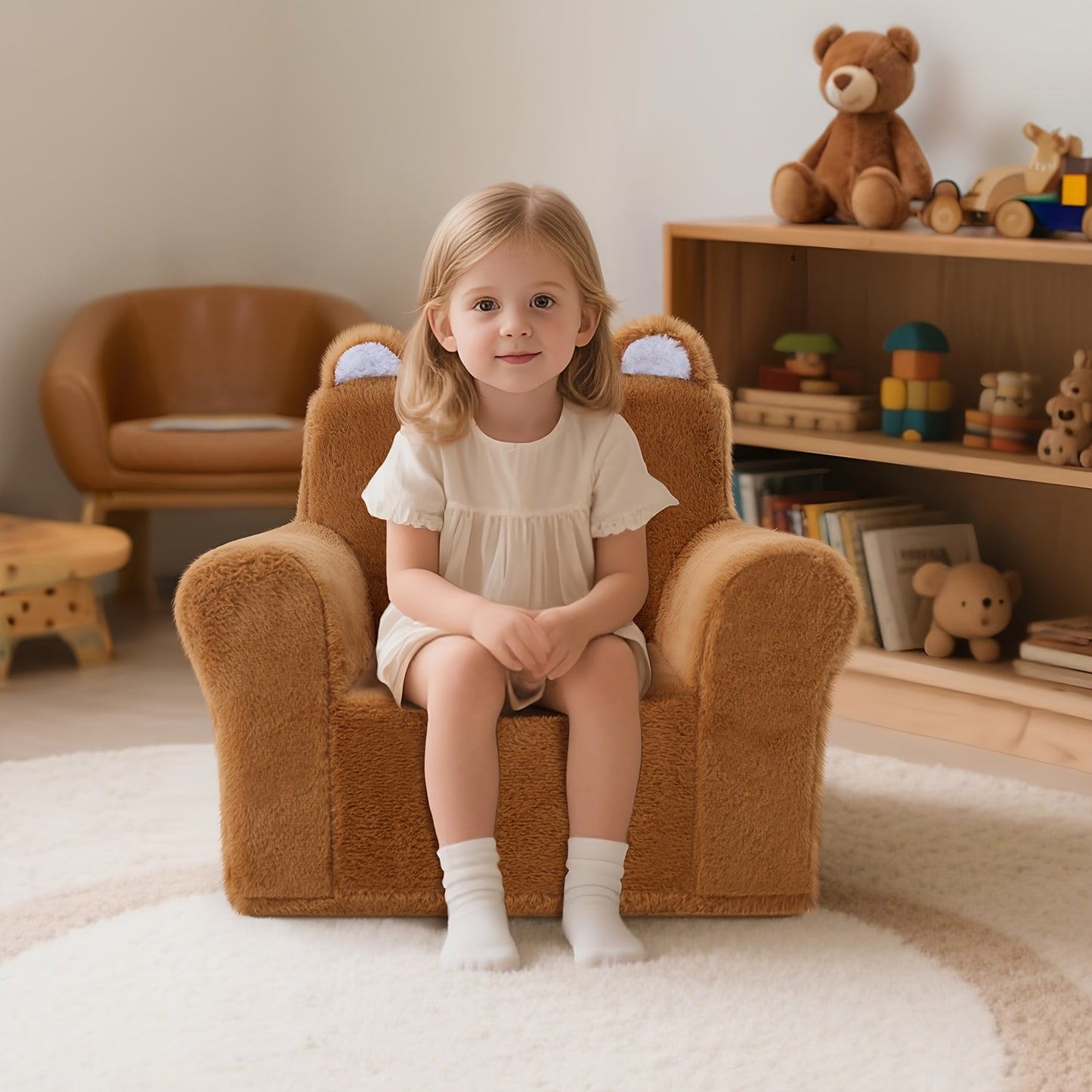 MOONBEEKI Memory Foam Kids Armchair Bear Shape With Manual Recline For Toddlers