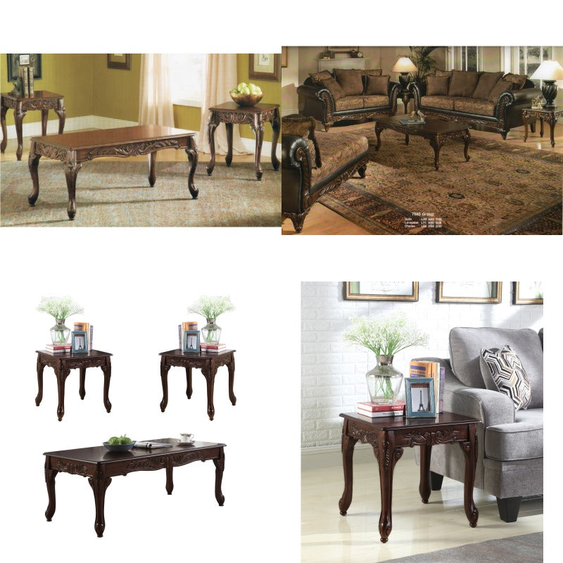 GINOST Wood Coffee And End Table Set With MDF Frame