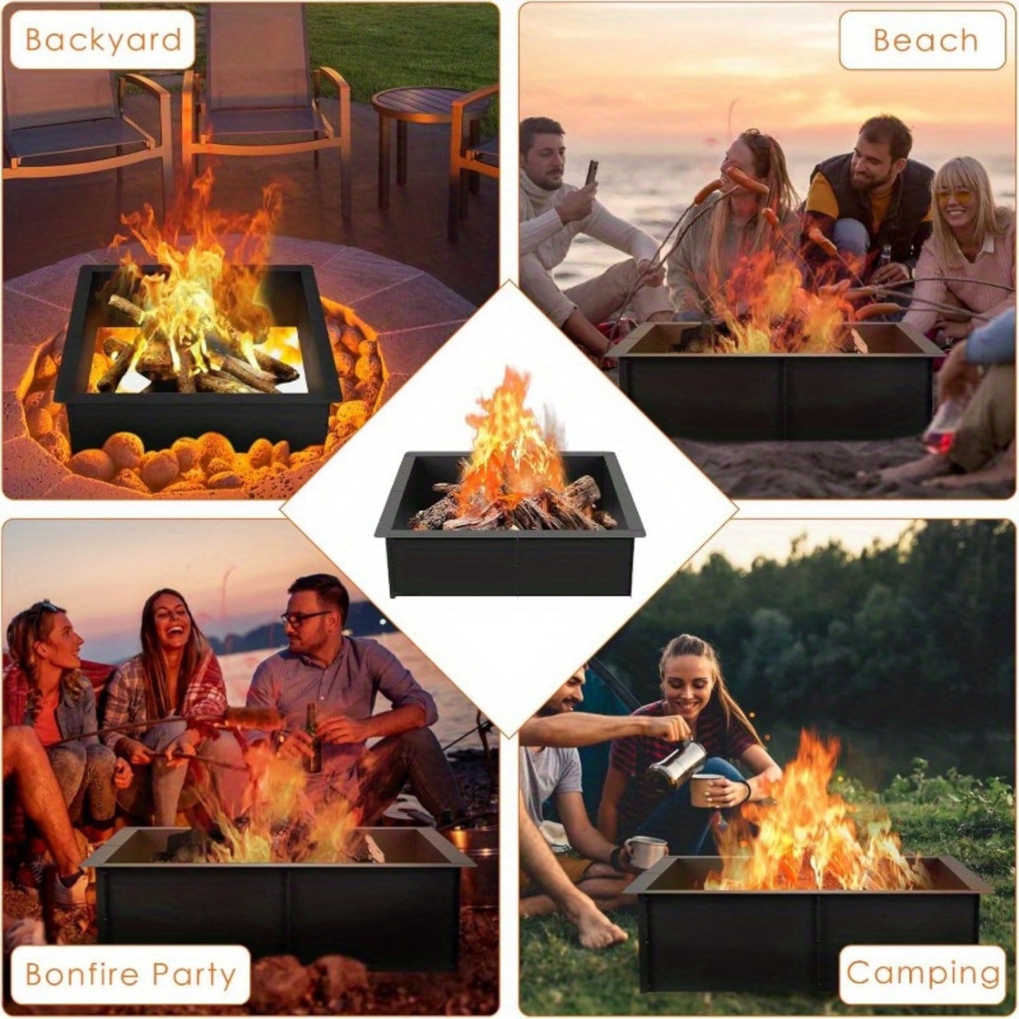 Durable Steel Fire Pit Insert For Outdoor Wood Burning