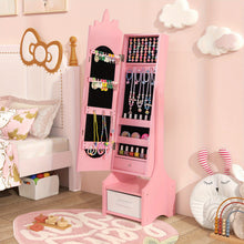 COSTWAY Kids Jewelry Armoire Cabinet With Full Length Mirror