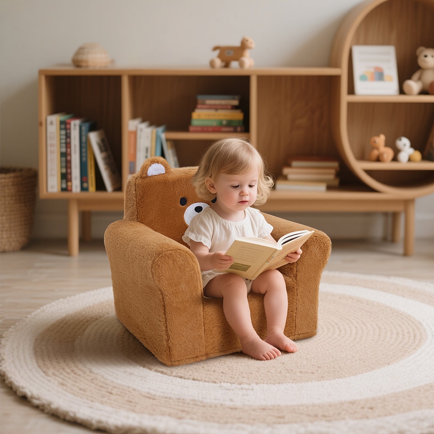 MOONBEEKI Memory Foam Kids Armchair Bear Shape With Manual Recline For Toddlers