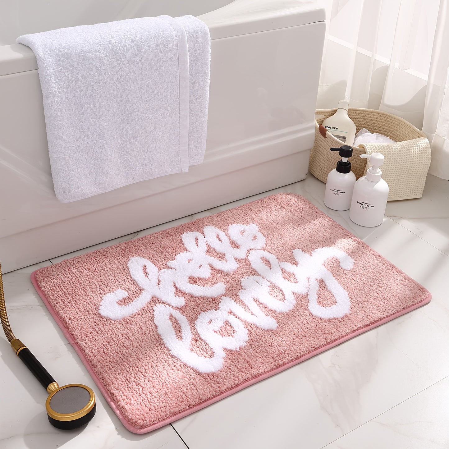 Cute Polyester Bath Rug With 1800 GSM Backing Oblong Mat
