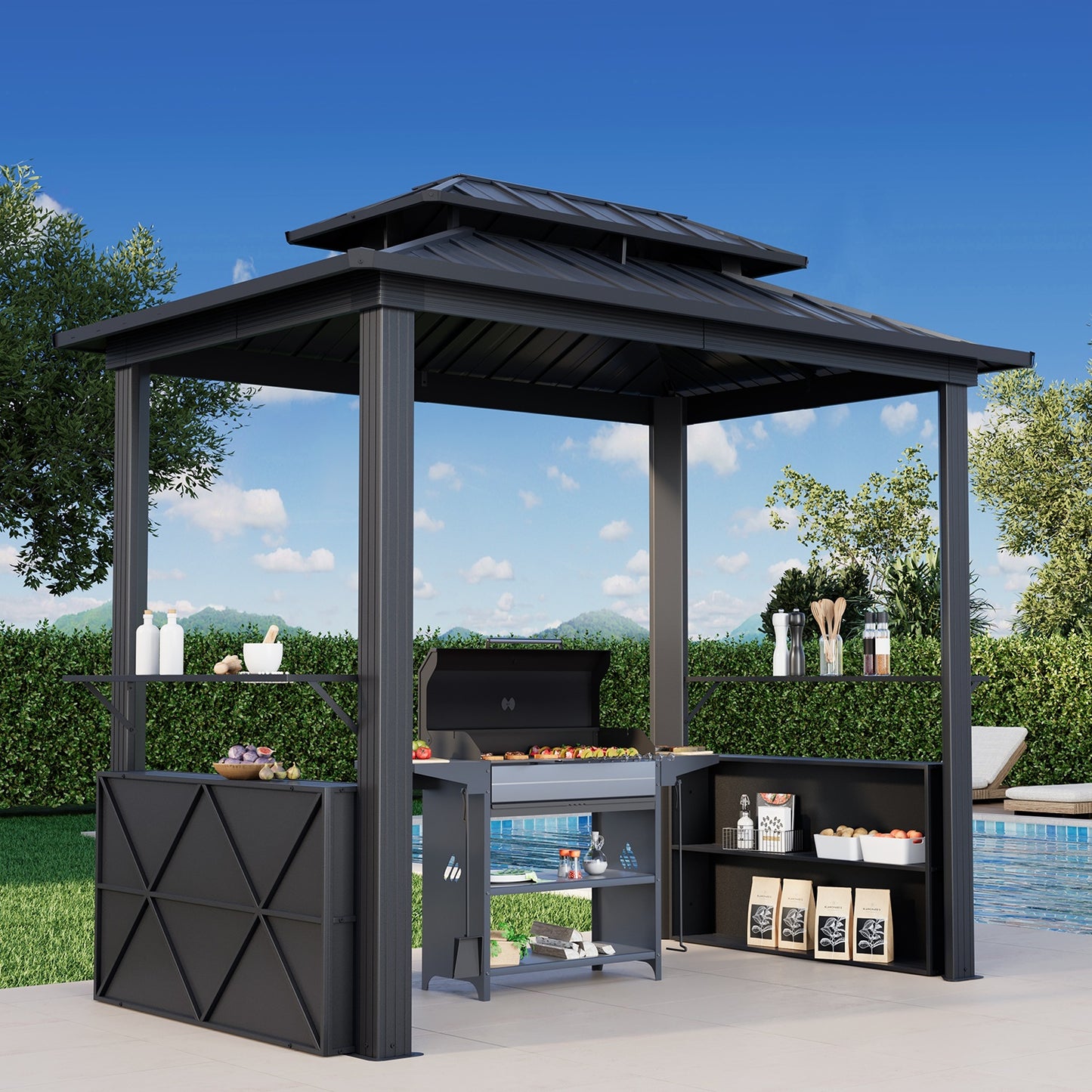 OYEROL All Weather Grill Gazebo with Galvanized Steel Frame