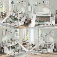 White Space-Saving Design of a Twin Over Twin Bunk Bed Featuring a Convertible Slide And a Staircase with Storage