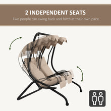 OUTSUNNY Patio Swing Chair With 2 Seats Cup Holders