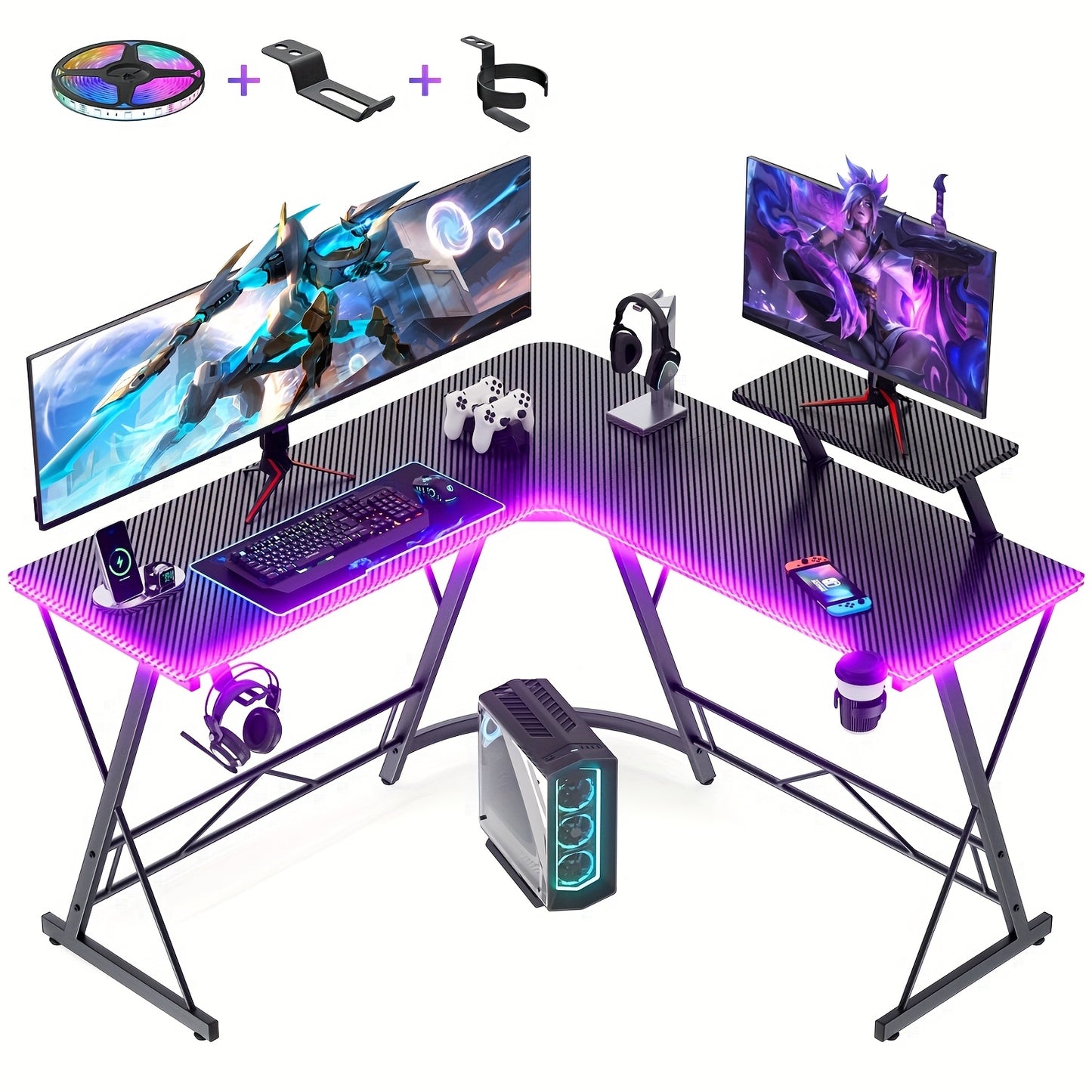 MUSEN L Shaped Gaming Desk With Monitor Stand