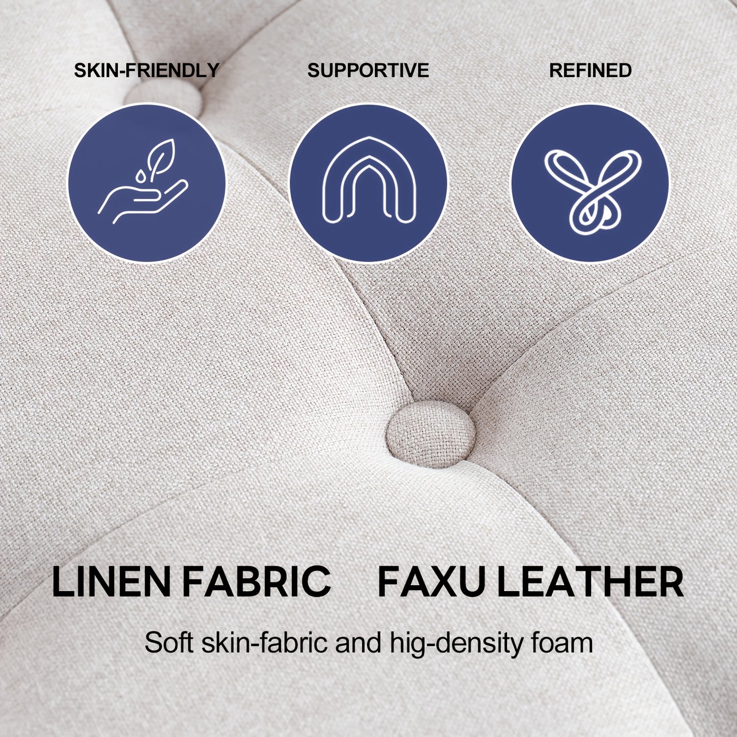 KINGFUN Square Storage Ottoman With Removable Lid Hardwood