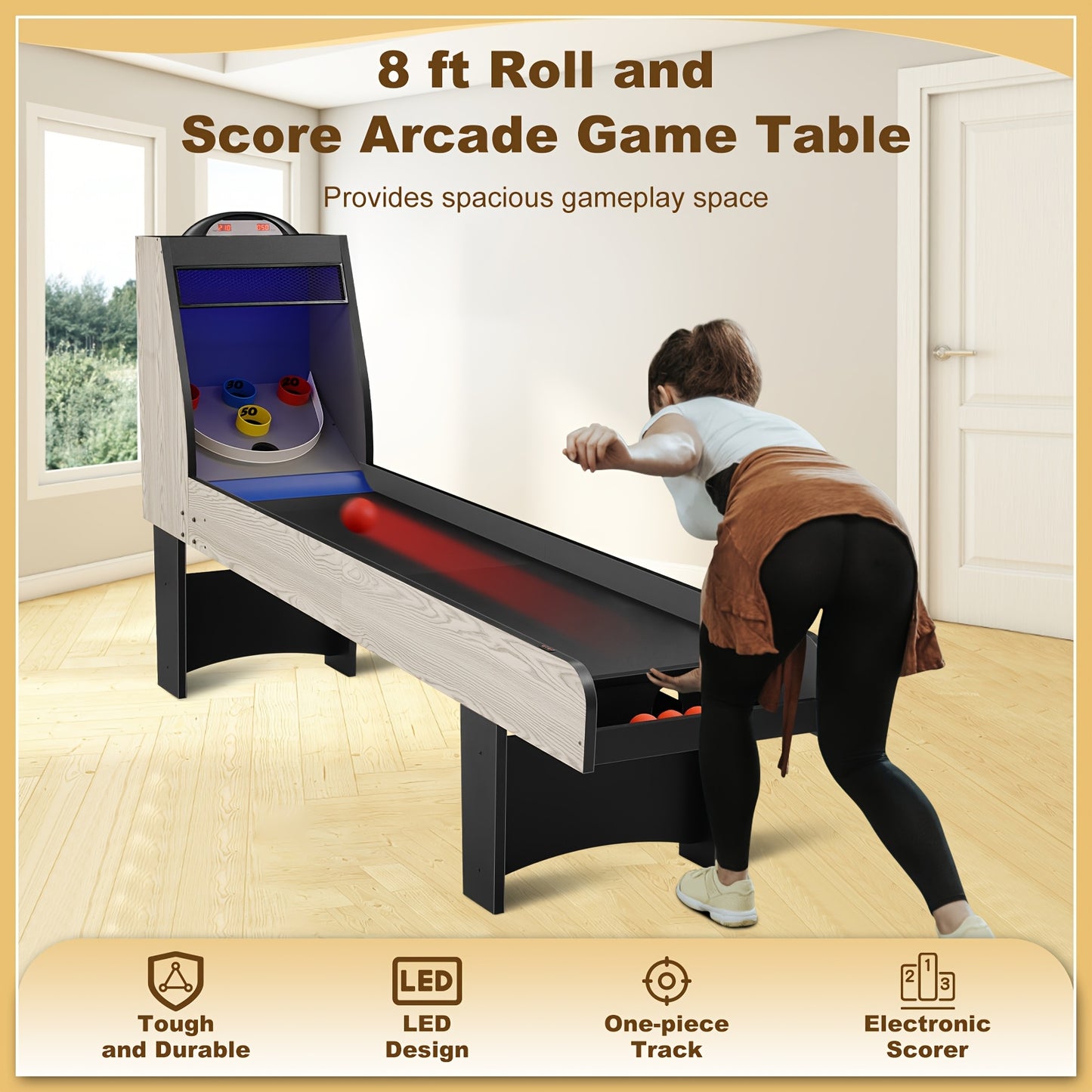 MOLACHI Arcade Table Roll And Score Skee Game With LED