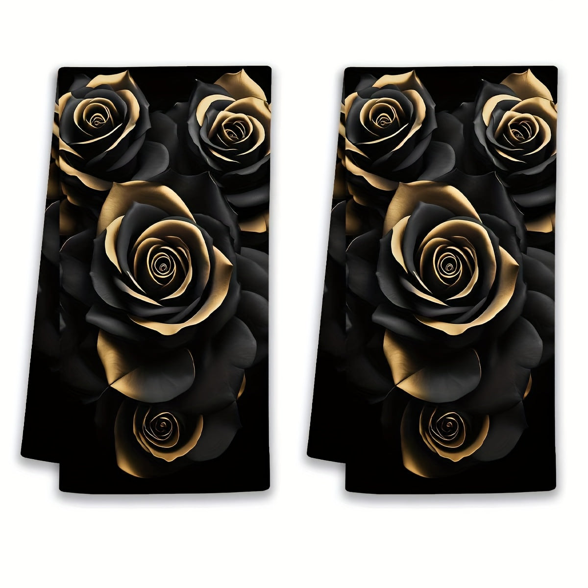 Roses Themed Hand Towels Set 2 Pieces for Bathroom Decor