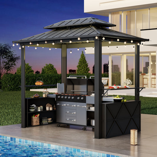 OYEROL All Weather Grill Gazebo with Galvanized Steel Frame