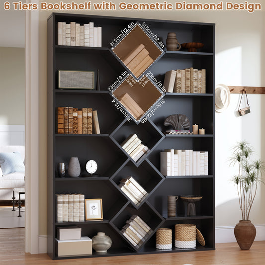 Six Tier Bookshelf Bookcase For Living Room Home Office Library