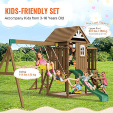 10-In-1 Outdoor Playground Set Swing Slide Climbing Wall Sandbox Fort