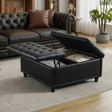 KINGFUN Square Storage Ottoman With Removable Lid Hardwood