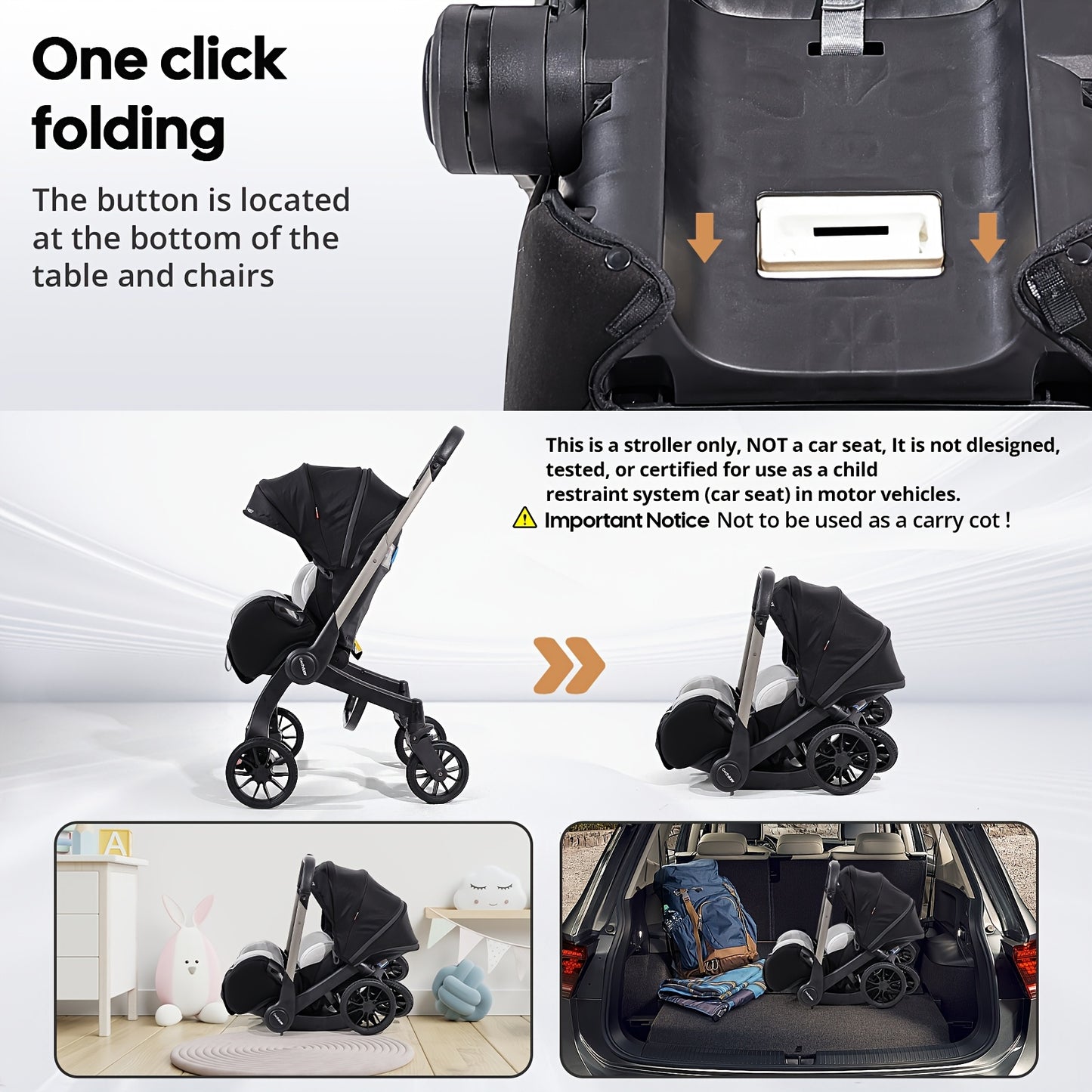 Cochildor Reversible Foldable Baby Stroller Sunshade Safety Belt