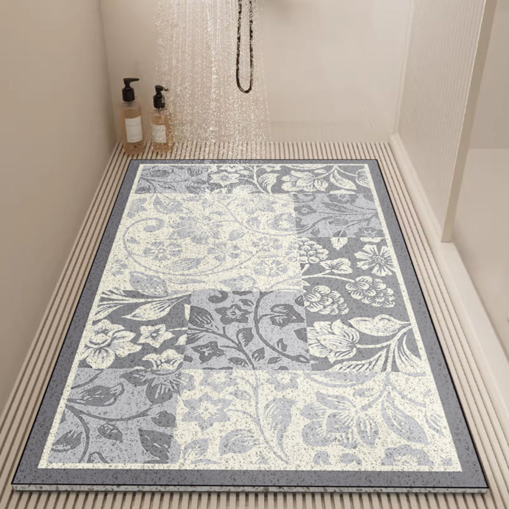 Floral Pattern Non Slip Mildew Resistant Shower Mat Quick Drying