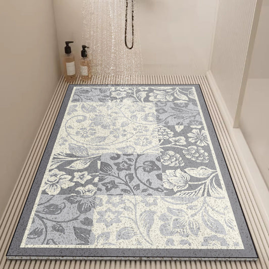 Floral Pattern Non Slip Mildew Resistant Shower Mat Quick Drying