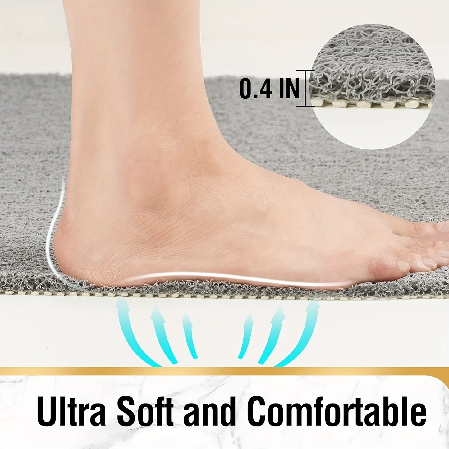 Non-Slip Cushioned Bath Mat Soft Textured Quick-Dry For Bathroom