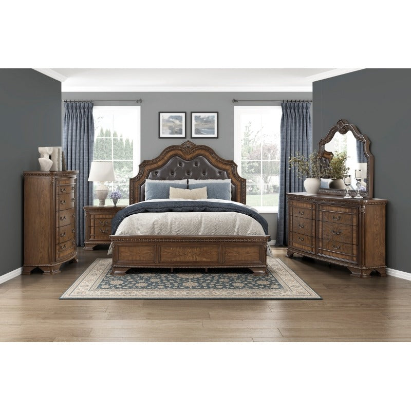 Elegant Upholstered Headboard With Intricate Carvings No Assembly Required