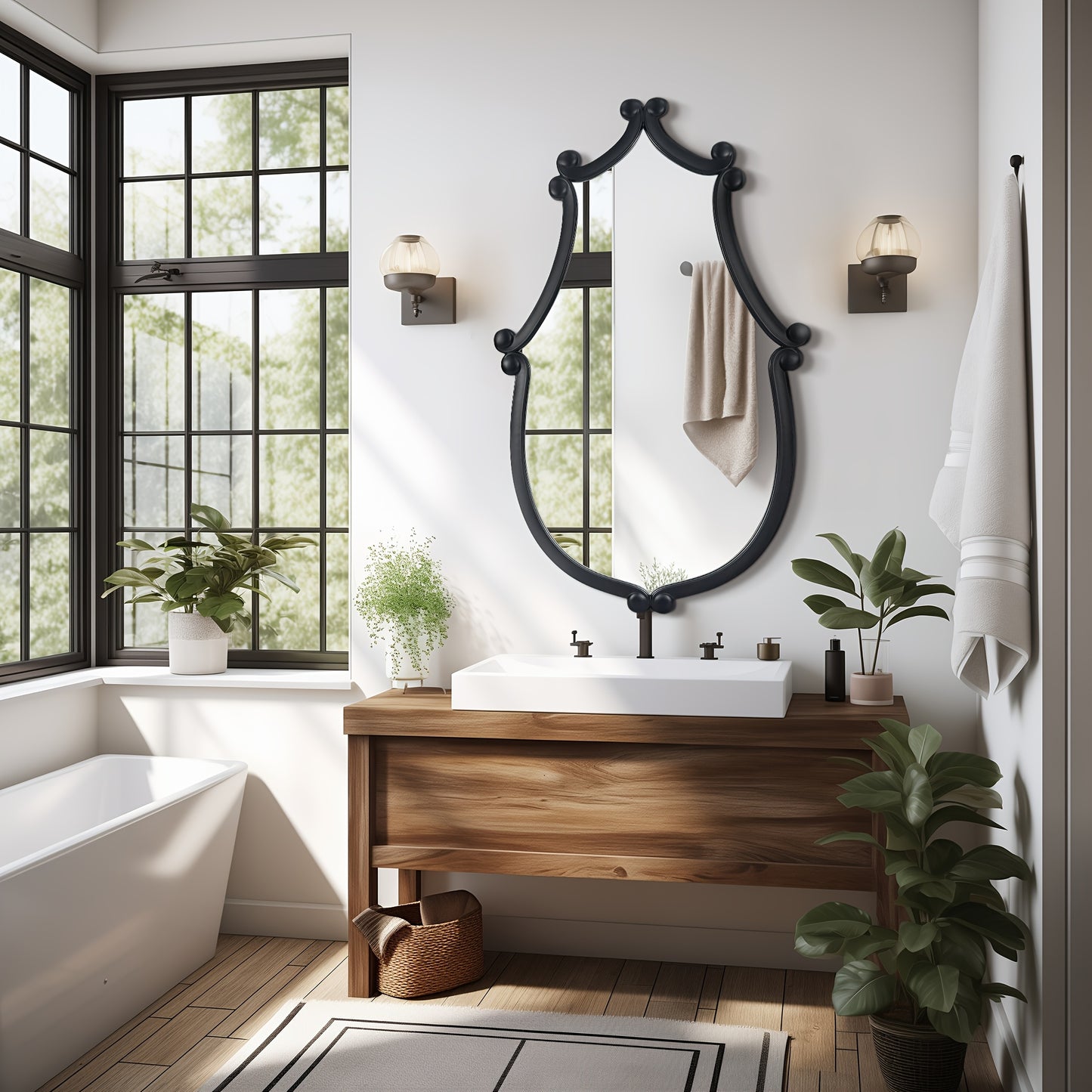 Farmhouse Vanity Mirror Rustic Wall Mount for Living Room Bathroom