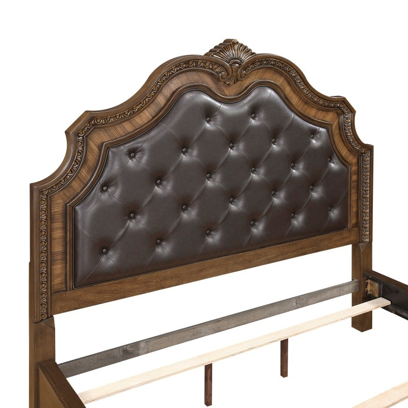 Elegant Upholstered Headboard With Intricate Carvings No Assembly Required