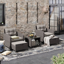 BIFANUO Balcony Furniture FivePiece Patio Conversation Set With Glass Table