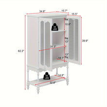FUFU&GAGA Freestanding Bathroom Cabinet With Frosted Glass Doors