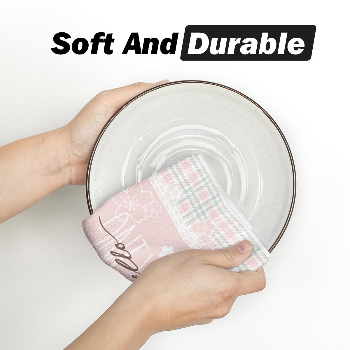 Spring Pink Cherry Blossom Dish Towels Suitable for Farmhouse Kitchen, Easter Decorations - Rustic Rectangular Hand & Dish Cloths with Flowers, Machine Washable, Spring Table Setting