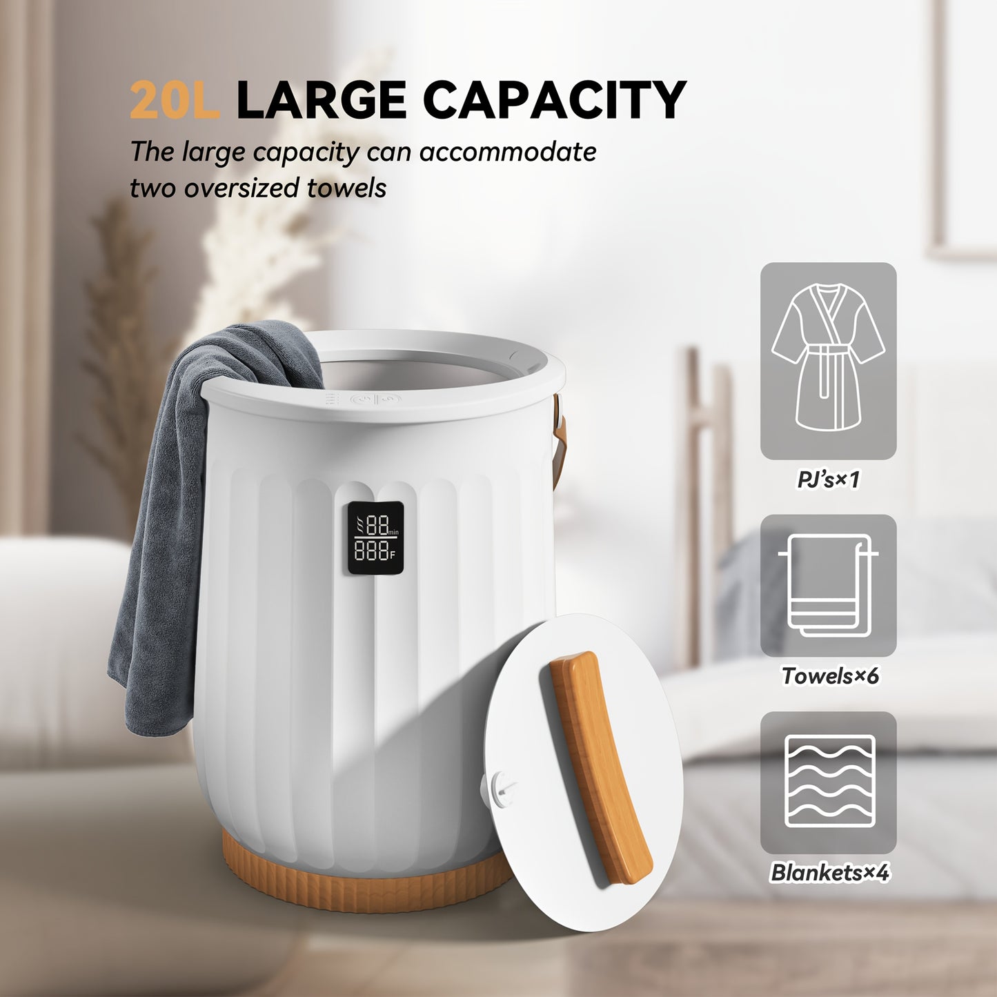 Luxurious Spa Grade Towel Warmer Bucket With Four Time Settings