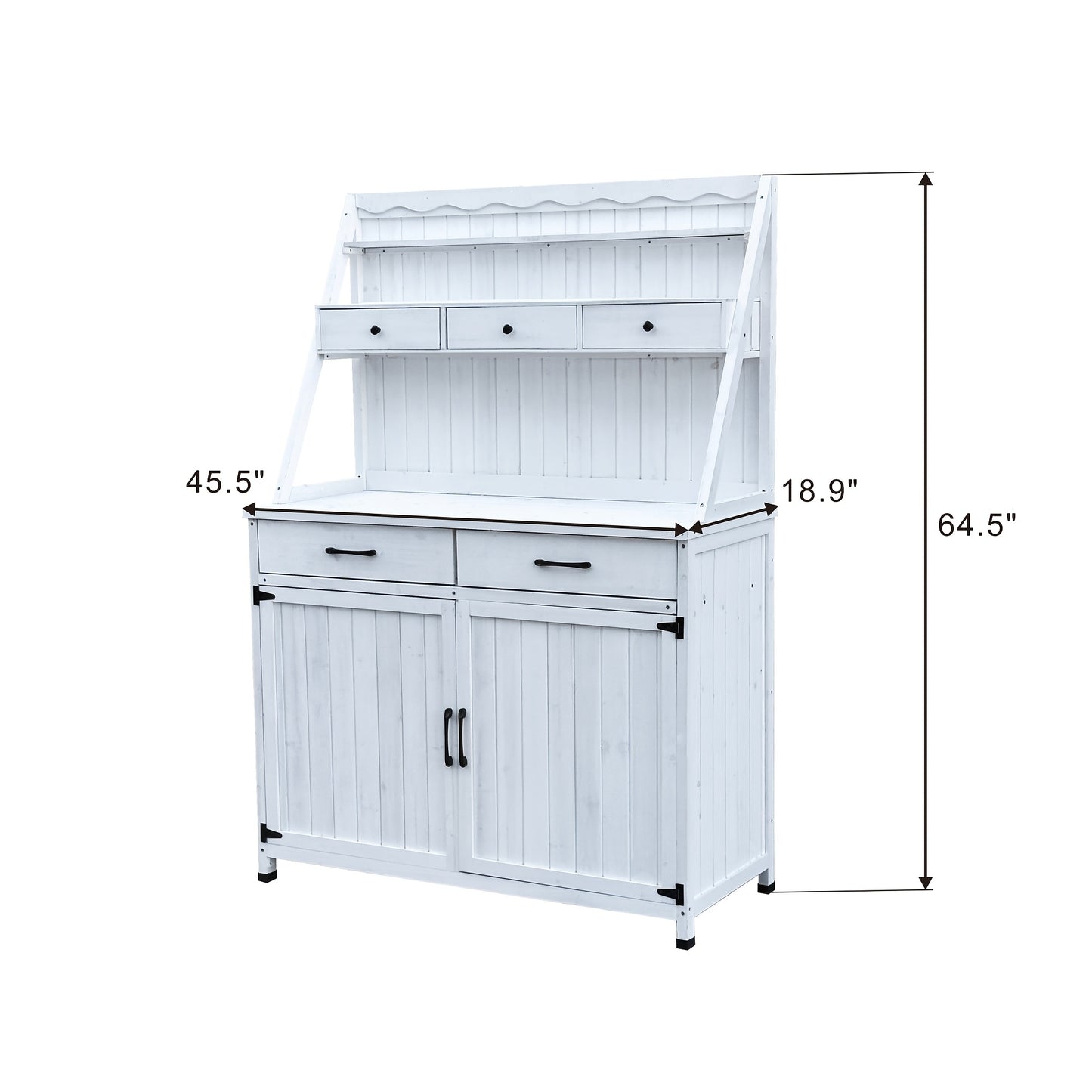 Outdoor Solid Fir Potting Station With Double Doors Shelved Top