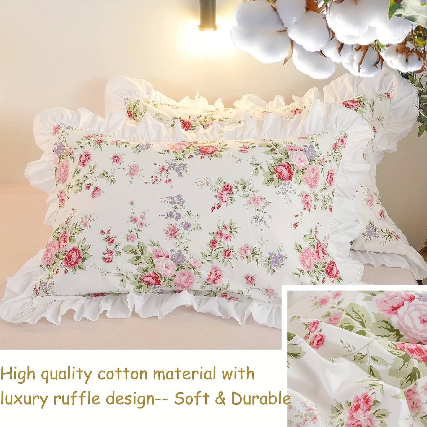 Floral Duvet Cover Set 3Piece Reversible Bulgarian Rose Bedding