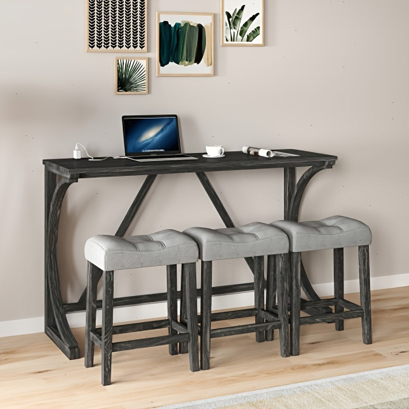 MIKIBAMA 4-Piece Industrial Style Bar Table and Chair Set