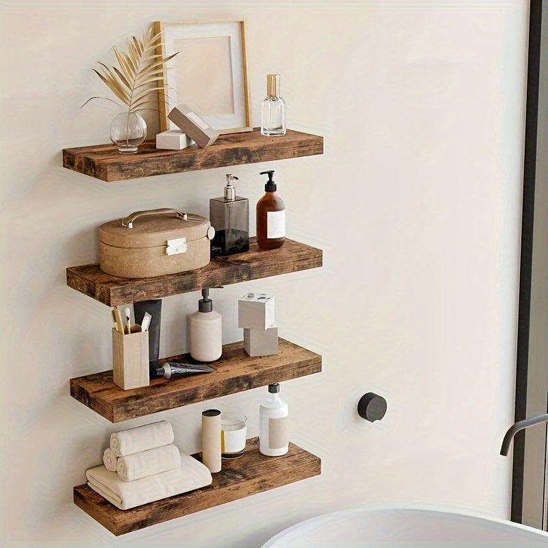 LDQ Rustic Floating Shelves With Hidden Brackets For Wall Decor